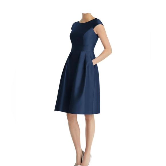 Alfred Sung Satin Navy Dress - Picture 7 of 8